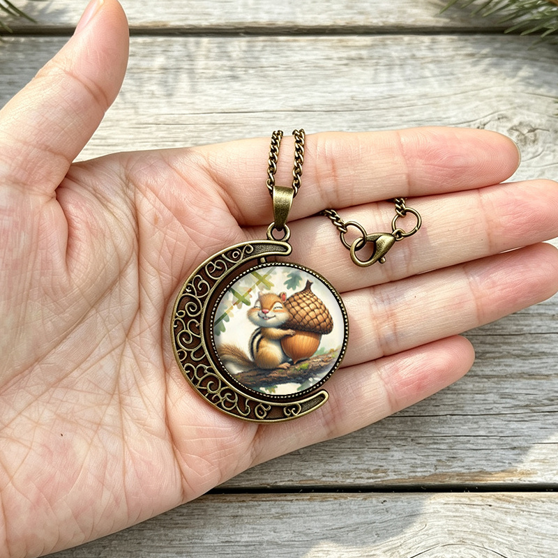 3pc Handmade Chipmunk & Acorn Jewelry Set